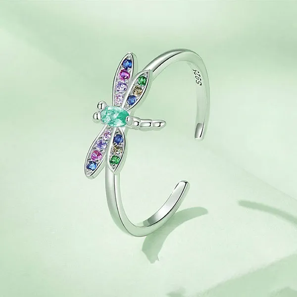 Nhẫn Nữ Kya Jewel Dragonfly Đá CZ Xanh Sang Trọng E182 Phối Màu