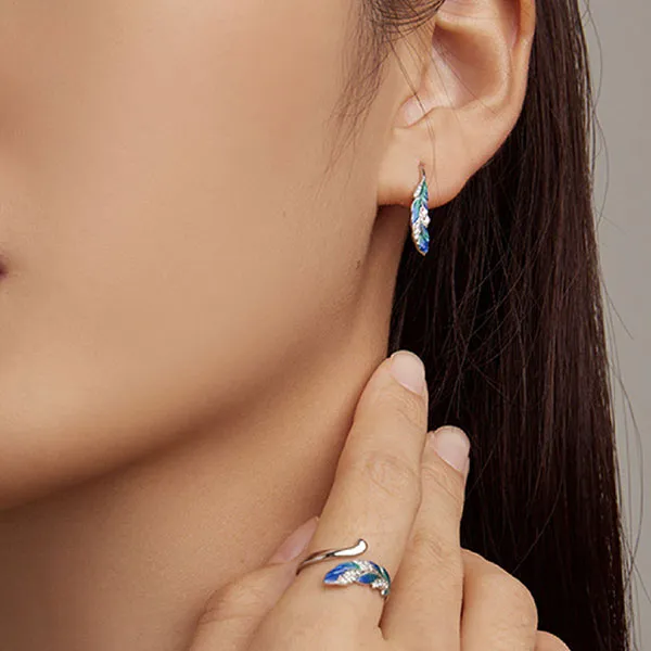 Nhẫn Nữ Kya Jewel Feathery Khảm Đá CZ Cao Cấp R161 Màu Bạc Phối Xanh