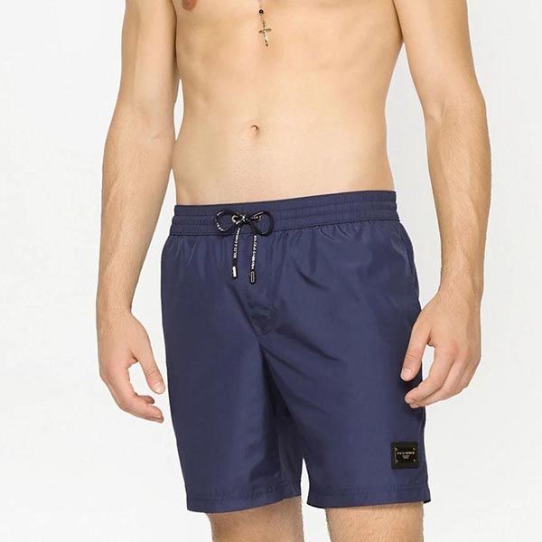 Quần Short Nam Dolce & Gabbana D&G Essentials Logo-Plaque Swim Shorts Màu Xanh Navy - 3