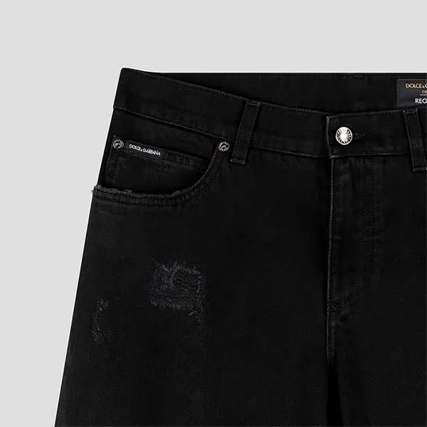 Quần Jeans Nam Dolce & Gabbana D&G Black With Tag Silver Regular Fit GYJCCD G8HO1 S9001 Màu Đen Size 50