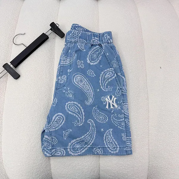 Quần Short MLB Denim Paisley 3LDPI0133-50SBL Màu Xanh