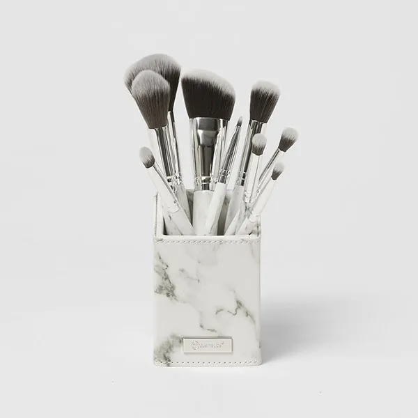 Bộ Cọ Trang Điểm Kèm Hộp BH Cosmetics White Marble Brush Set With Angeled Brush Holder - Trang điểm - Vua Hàng Hiệu