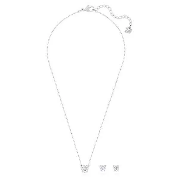 Set Dây Chuyền + Khuyên Tai Swarovski Attract Heart, White, Rhodium Plated 5646751 Màu Trắng Bạc - Trang sức - Vua Hàng Hiệu