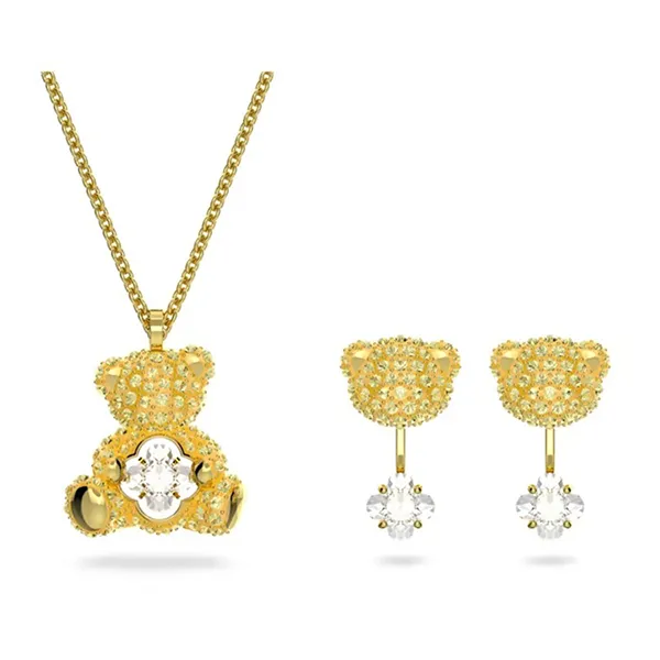 Combo Dây Chuyền Và Khuyên Tai Nữ Swarovski Teddy Setbear, Yellow, Gold-Tone Plated 5643798 Màu Vàng