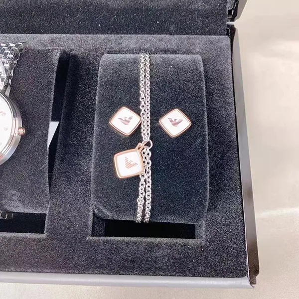 Set Đồng Hồ Nữ Emporio Armani Quartz Diamond White Dial Ladies Watch AR80023 Màu Bạc - 4