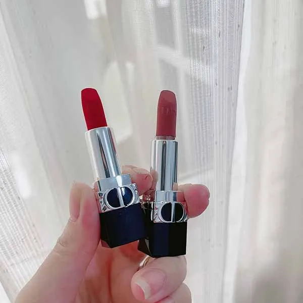 Set Son Dior 999 Và Dior 100 Minisize + Gương Vỏ Da - Son Môi - Vua Hàng Hiệu