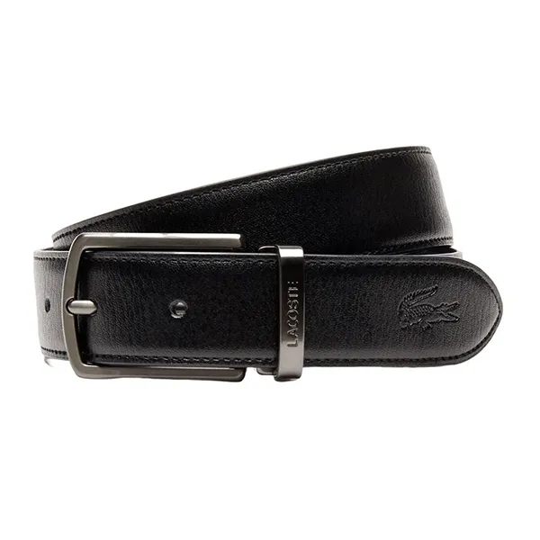 Set Thắt Lưng Lacoste Men's Reversible Leather Belt And 2 Buckles Gift Set RC4011.672 Màu Đen Size 110