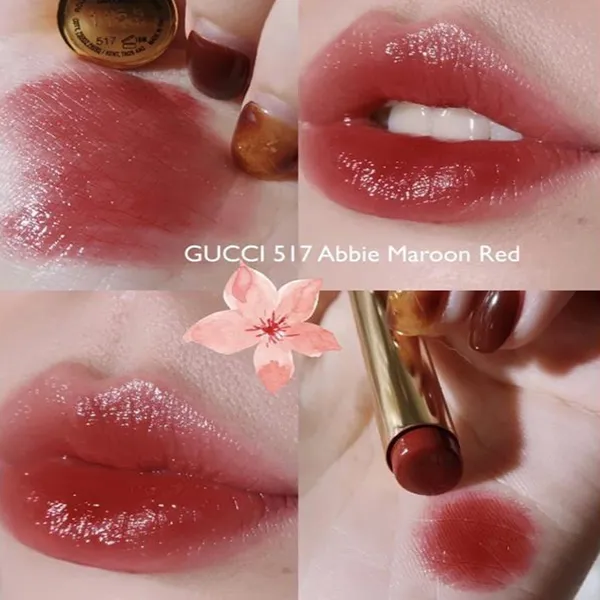 Son Dưỡng Gucci Abbie Maroon Red 517 Màu Đỏ Hồng 1.8g - Son Môi - Vua Hàng Hiệu