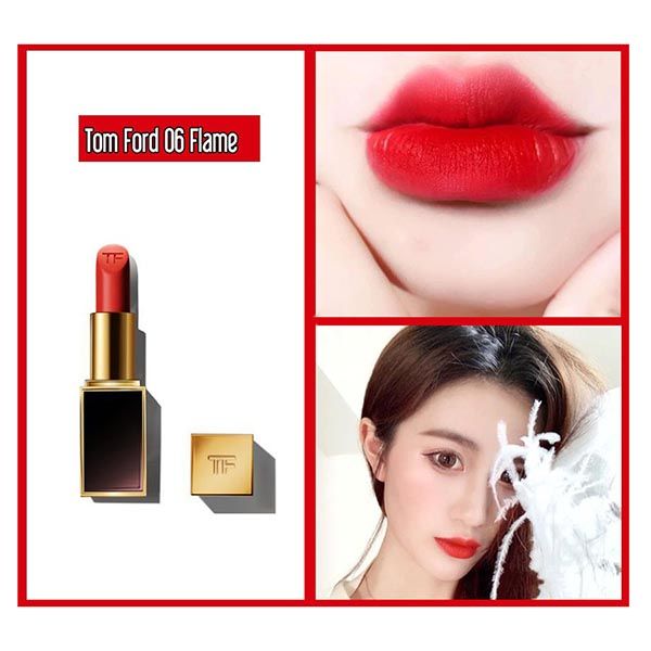 Son Tom Ford Lip Color Matte Lipstick 06 Flame Màu Đỏ Cam - 1