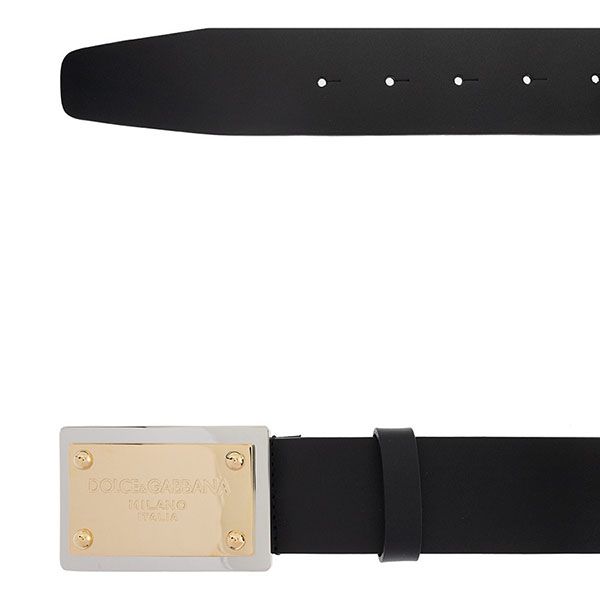 Thắt Lưng Nam Dolce & Gabbana D&G Black Leather With Logo Plate Buckle BC4676 AX622 80999 Màu Đen - 3