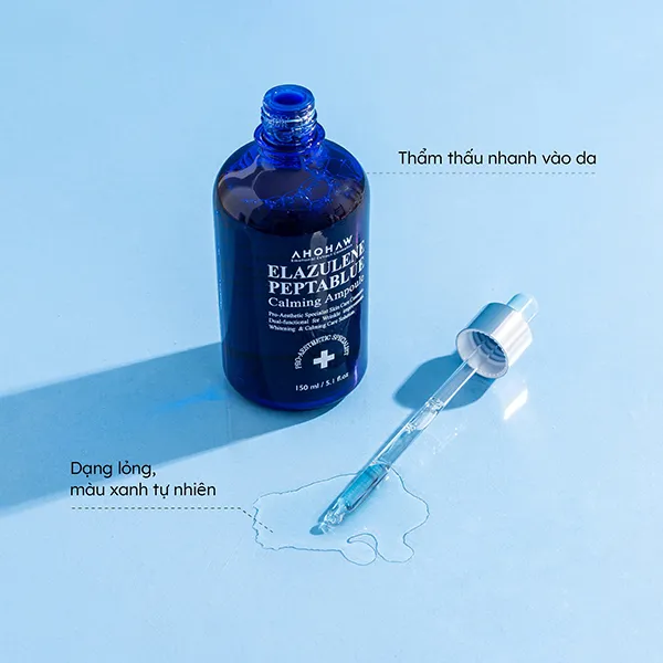 Tinh Chất Phục Hồi Trẻ Hóa Tế Bào Sinh Học Ahohwa Elazulene Peptablue Calming Ampoule 150ml