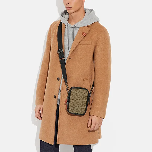 Túi Đeo Chéo Coach Stanton Crossbody In Signature Jacquard CH097 Màu Kaki - Đen