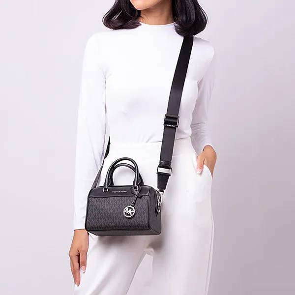 Túi Đeo Chéo Michael Kors MK Mini Leather Hand-Held Crossbody Bag 35S2STFC0B Màu Đen - Túi xách - Vua Hàng Hiệu