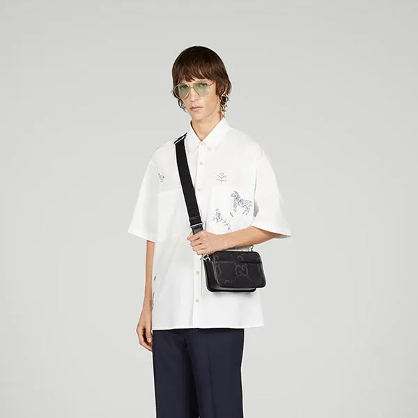Túi Đeo Chéo Nam Gucci GG Mini Bag Jumbo 696075FABRP Màu Đen