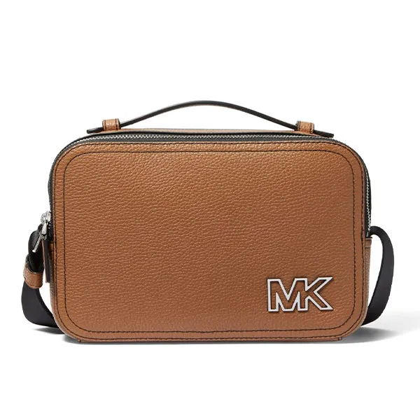 Túi Đeo Chéo Nam Michael Kors MK Cooper Pebbled Leather Crossbody Bag 37F2LCOL6L Màu Nâu