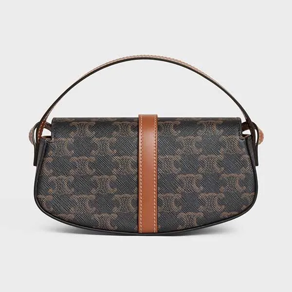 Túi Đeo Chéo Nữ Celine Clutch On Strap Tabou In Triomphe Canvas And Calfskin Tan Màu Đen Nâu - Túi xách - Vua Hàng Hiệu