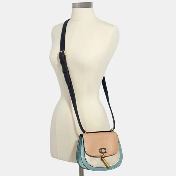 Túi Đeo Chéo Nữ Coach 1330 Remi Saddle Colorblock Taupe Multi Phối Màu