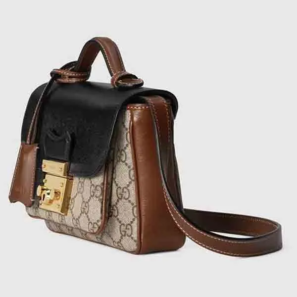 Túi Đeo Chéo Nữ Gucci GG Padlock Small Supreme Canvas Màu Nâu Đen - 3