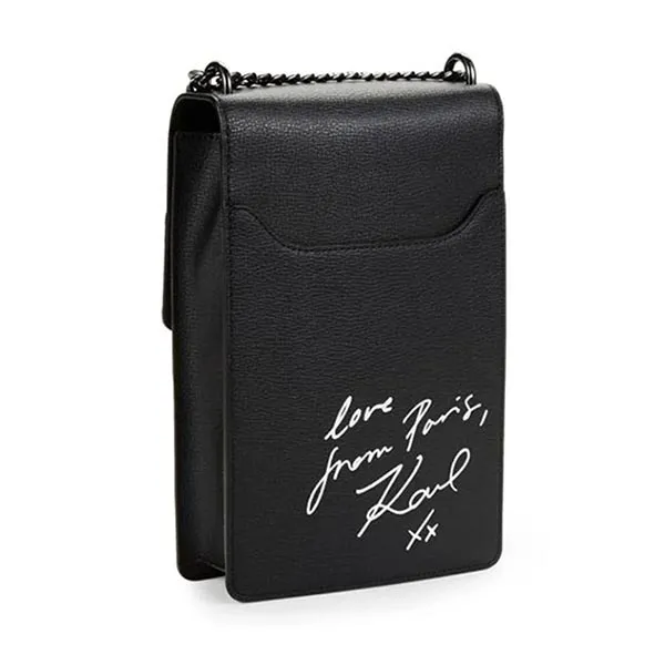Túi Đeo Chéo Nữ Karl Lagerfeld Ikon Choupette Leather Crossbody Bag Màu Đen Trắng - Túi xách - Vua Hàng Hiệu