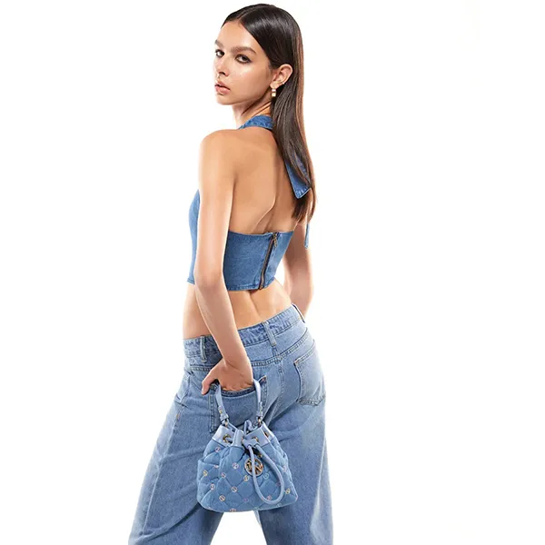 Túi Đeo Chéo Nữ Lyn Bellina Bucket Bags LL23SBS278 Màu Xanh Blue