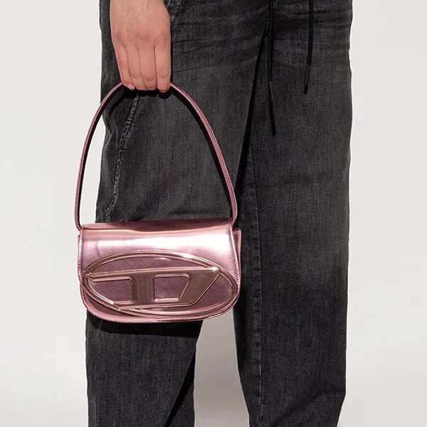 Túi Đeo Vai Nữ Diesel Shoulder Bag In Mirrored Leather X08396PS202 Màu Hồng - Túi xách - Vua Hàng Hiệu