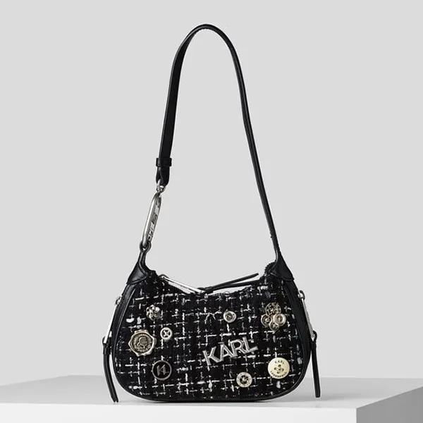 Túi Đeo Vai Nữ Karl Lagerfeld K/ Badges Boucle Small Shoulder Bag Màu Đen - Túi xách - Vua Hàng Hiệu