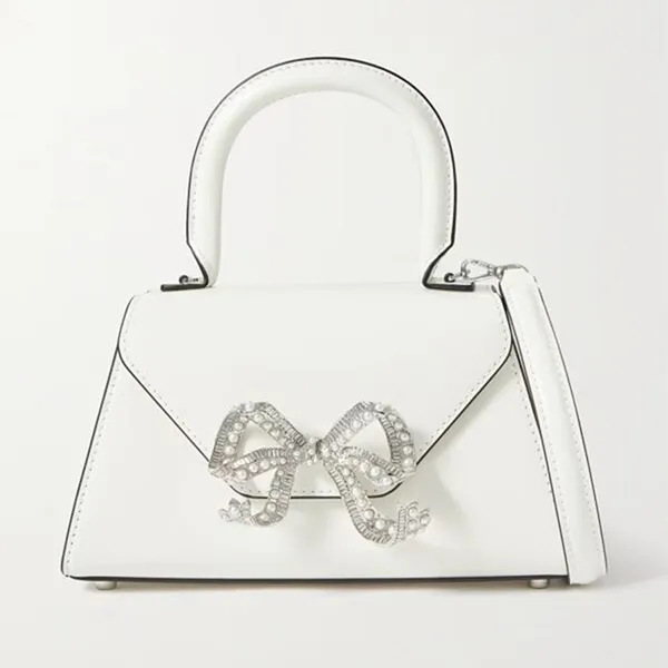 Túi Đeo Vai Nữ Self-Portrait Bow Mini Leather Shoulder Bag Màu Trắng - Túi xách - Vua Hàng Hiệu