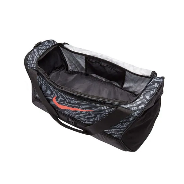 Túi Trống Nike Brasilia Printed Training CW9058-010 Màu Xám Đen - Túi xách - Vua Hàng Hiệu