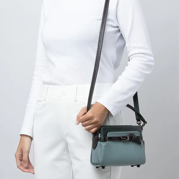 Túi Xách Nữ Coach Snakeskin Detail Tate 18 Crossbody Sage C5371 Màu Xanh