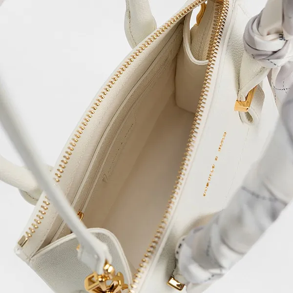 Túi Xách Tay Nữ Charles & Keith CNK Scarf-Wrapped Top Handle Bag Beige CK2-50782058 Màu Trắng Kem