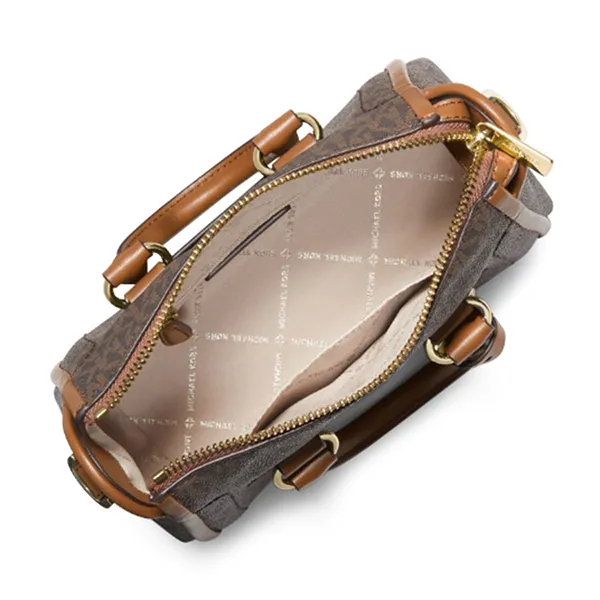 Túi Xách Tay Nữ Michael Kors MK Carine Extra-Small Logo Satchel Brown 35F2GCCC5B Màu Nâu