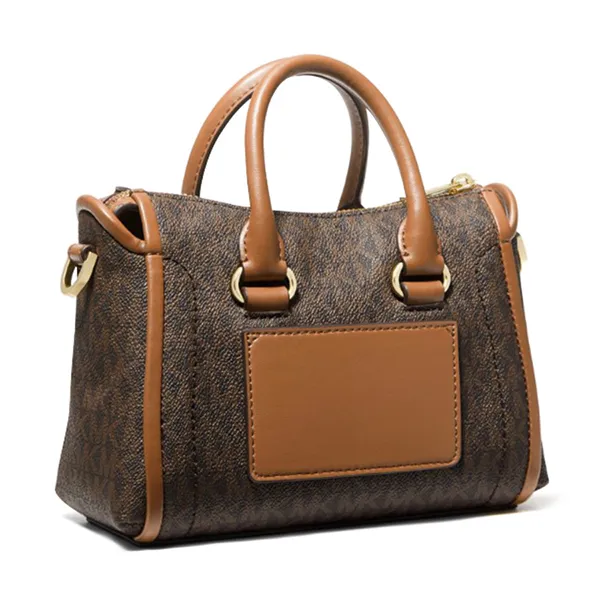 Túi Xách Tay Nữ Michael Kors MK Carine Extra-Small Logo Satchel Brown 35F2GCCC5B Màu Nâu