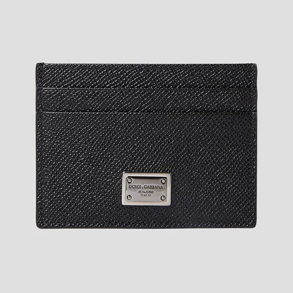 Ví Nam Dolce & Gabbana D&G Black Leather With Logo Plaque Calfskin BP0330 AG219 80999 Màu Đen