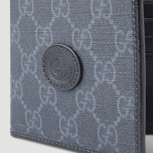Ví Nam Gucci GG Logo Patch Supreme Wallet Màu Xanh Đen