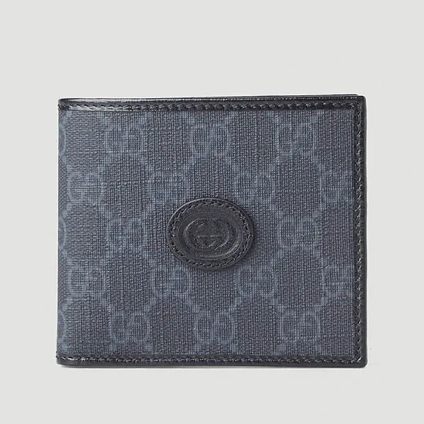 Ví Nam Gucci GG Logo Patch Supreme Wallet Màu Xanh Đen