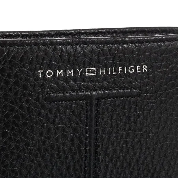 Ví Nam Tommy Hilfiger Pebble Grain Leather Mini Card Wallet AM0AM10610_BDS Màu Đen