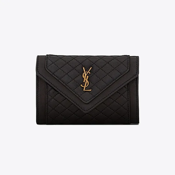 Ví Nữ Yves Saint Laurent YSL Gaby Small Envelope Wallet In Quilted Lambskin 6920521EL071000 Màu Đen