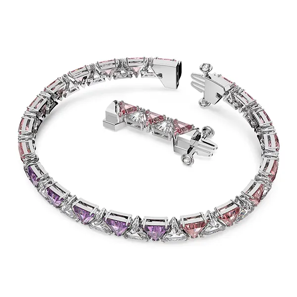 Vòng Đeo Tay Nữ Swarovski Ortyx Bracelet Triangle Cut, Pink, Rhodium Plated 5614928 Màu Hồng