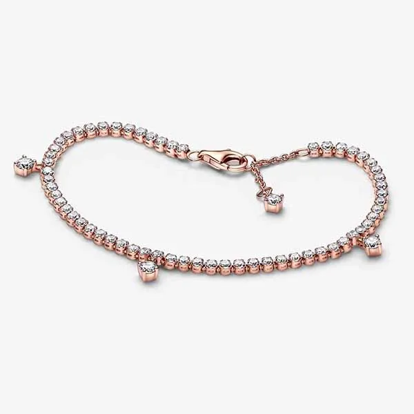 Vòng Đeo Tay Pandora Sparkling Drops Tennis Bracelet 582401C01 Màu Vàng Hồng