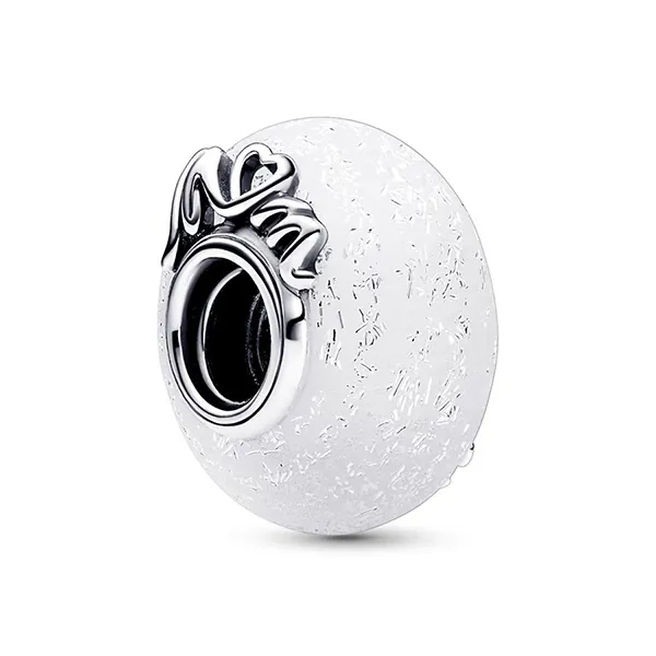 Hạt Vòng Charm Pandora Glittery White Murano Glass Mom & Love 792655C00 Màu Bạc - Trang sức - Vua Hàng Hiệu