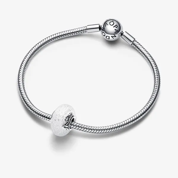 Hạt Vòng Charm Pandora Glittery White Murano Glass Mom & Love 792655C00 Màu Bạc - Trang sức - Vua Hàng Hiệu