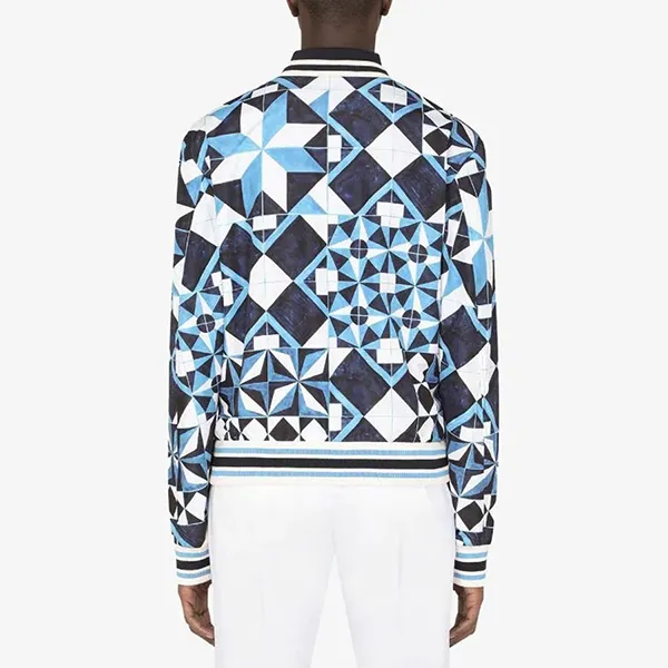 Áo Khoác Nam Dolce & Gabbana D&G Majolica-Print Bomber Jacket Màu Xanh Trắng Size 46 - Thời trang - Vua Hàng Hiệu