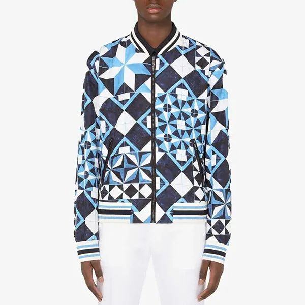 Áo Khoác Nam Dolce & Gabbana D&G Majolica-Print Bomber Jacket Màu Xanh Trắng Size 46 - Thời trang - Vua Hàng Hiệu