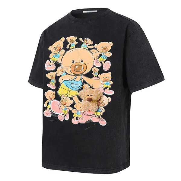 Áo Phông 13 De Marzo Collective Bear Sketch T-Shirt Wash Black FR-JX-531 Màu Đen Size S - Thời trang - Vua Hàng Hiệu