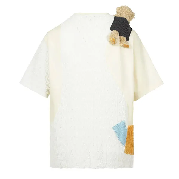 Áo Phông 13 De Marzo Shoulder Bear Knit Patch T-Shirt FR-JX-559 Màu Kem Size S
