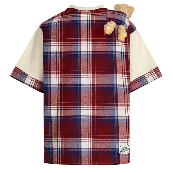 Áo Phông 13 De Marzo Shoulder Bear Plaid T-shirt Beige FR-JX-519 Màu Kem Size S