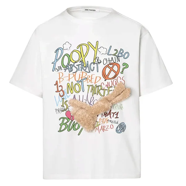Áo Phông 13 De Marzo Street Graffiti Slang White T-Shirt FR-JX-525 Màu Trắng Size S