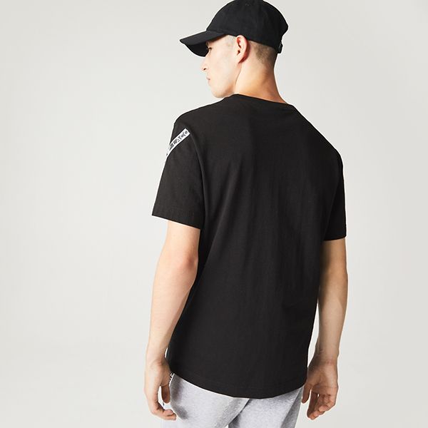 Áo Phông Nam Lacoste Men's Regular Fit Printed Bands T-Shirt TH9873031 Màu Đen Size 5 - 5