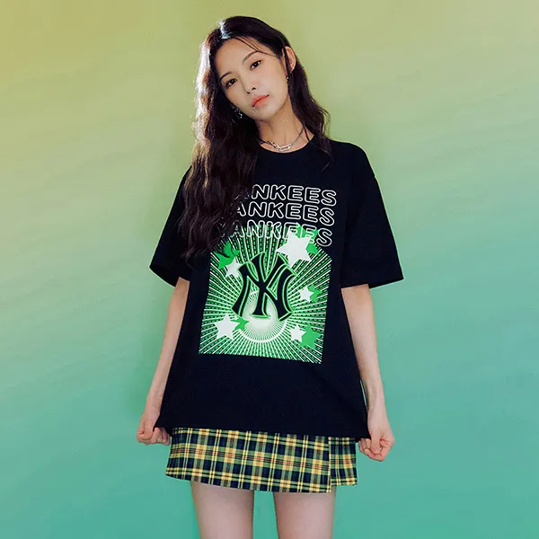 Áo Phông MLB Overfit Neon Festa New York Yankees Tshirt 3ATSN0233-50BKS Màu Xanh Đen - Thời trang - Vua Hàng Hiệu