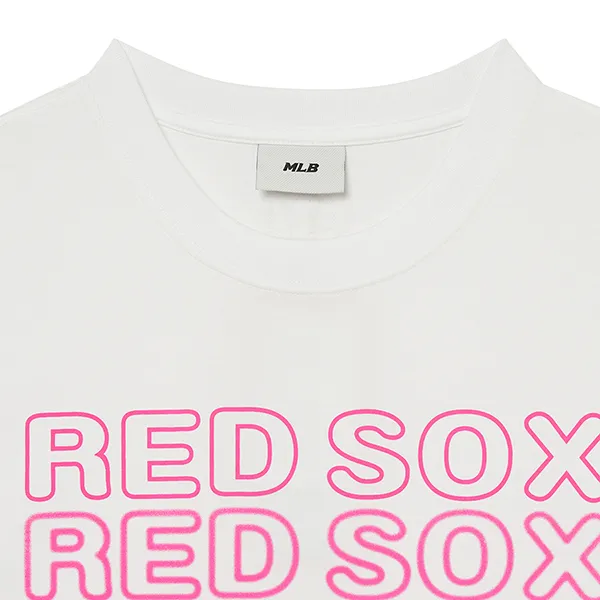 Áo Phông MLB Overfit Neon Festa Boston Red Sox Tshirt 3ATSN0233-43WHS Màu Hồng Trắng